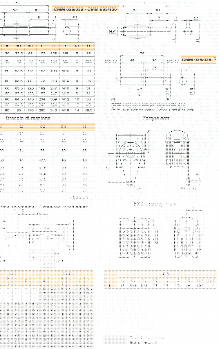 Дополнительные элементы мотор-редукторов Transtecno CMM